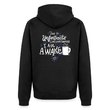 Morgenmuffel - Unisex Premium Bio Zip Hoodie - Schwarz - Hinten - Nico (187cm)