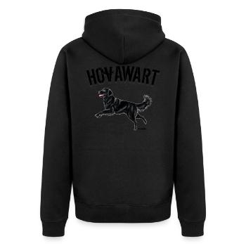 Hovawart VI - Unisex Premium Organic Zip Hoodie - black - Back - Nico (187cm)