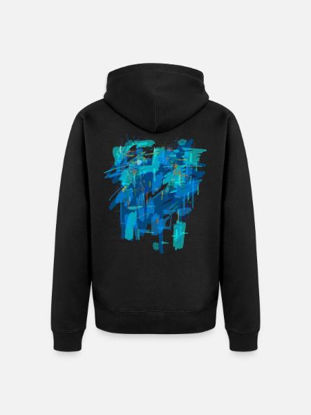 Blue background - Unisex Premium Organic Zip Hoodie - black