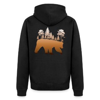 Brown bear black bear gift idea - Unisex Premium Organic Zip Hoodie - black - Back - Nico (187cm)