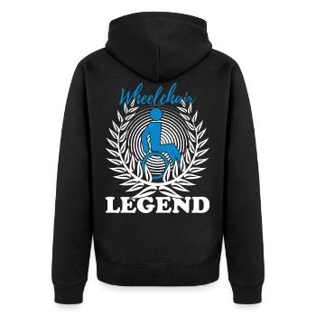 Legend in a wheelchair - Unisex Premium Organic Zip Hoodie - black - Back - Nico (187cm)