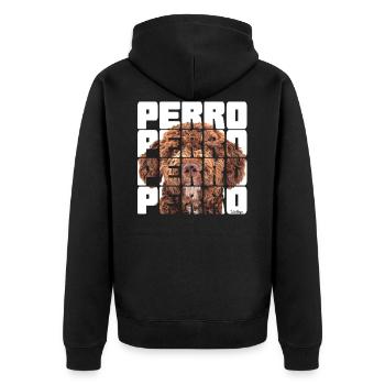 NASSU - Perro Perro Perro - Unisex Premium Bio Zip Hoodie - Schwarz - Hinten - Nico (187cm)