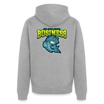 Fishy Business - Unisex Premium Organic Zip Hoodie - heather grey - Back - Nico (187cm)
