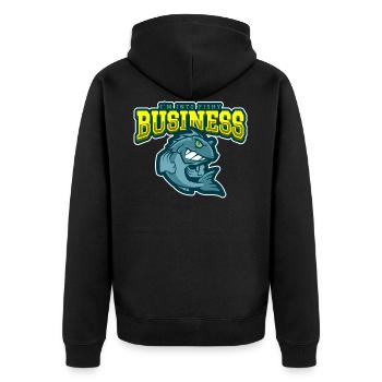 Fishy Business - Unisex Premium Organic Zip Hoodie - black - Back - Nico (187cm)