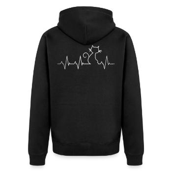 Katzen Herzschlag - Unisex Premium Bio Zip Hoodie - Schwarz - Hinten - Nico (187cm)