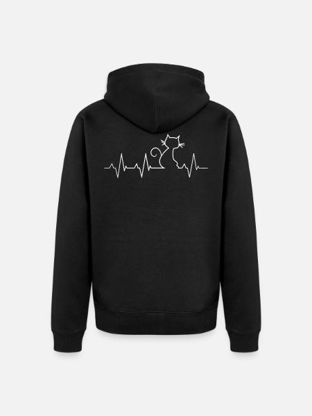 Cats heartbeat - Unisex Premium Organic Zip Hoodie - black