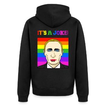 Putin joke politician satire gay Pride gift - Unisex Premium Organic Zip Hoodie - black - Back - Nico (187cm)
