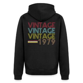 Vintage 1979 Geburtstag - Unisex Premium Bio Zip Hoodie - Schwarz - Hinten - Nico (187cm)