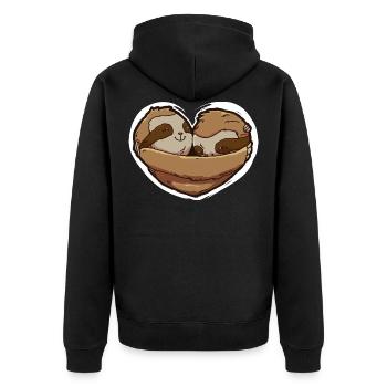 Valentine's day sloths - Unisex Premium Organic Zip Hoodie - black - Back - Nico (187cm)
