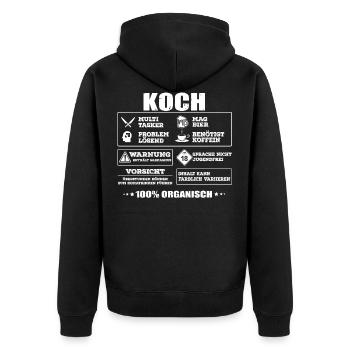 Koch Beruf - cooles Kochshirt für Köche - Unisex Premium Bio Zip Hoodie - Schwarz - Hinten - Nico (187cm)