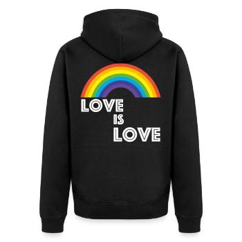 L'amour est l'amour L'amour est l'amour Design arc-en-ciel - Veste à capuche bio Premium Unisexe - noir - Dos - Nico (187cm)
