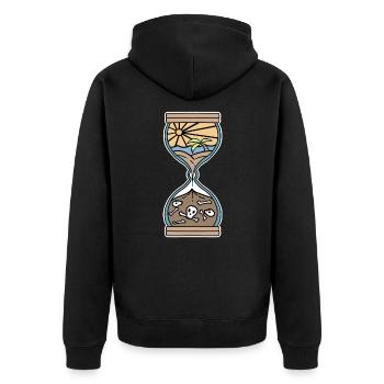 Leben Sinn Zeit Jahre Sanduhr Himmel Hölle Tattoo - Unisex Premium Bio Zip Hoodie - Schwarz - Hinten - Nico (187cm)