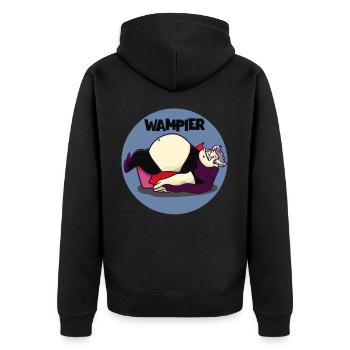 Wampier Vampir fett dick Wortwitz Geschenkidee - Unisex Premium Bio Zip Hoodie - Schwarz - Hinten - Nico (187cm)