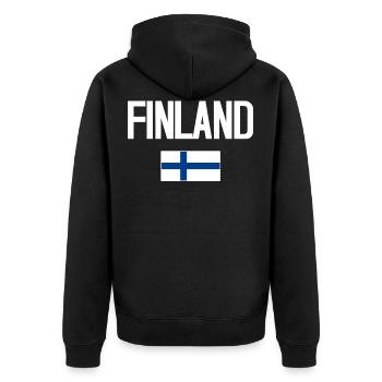 Finnen - Unisex Premium Bio Zip Hoodie - Schwarz - Hinten - Nico (187cm)