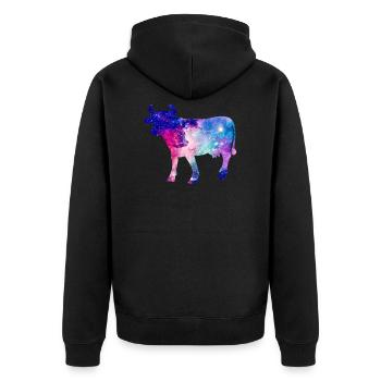 Galaxy Cow Space Gift - Unisex Premium Organic Zip Hoodie - black - Back - Nico (187cm)