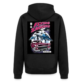 Alien Kidnapping Comic Ufo Flying Saucer - Unisex Premium Organic Zip Hoodie - black - Back - Nico (187cm)