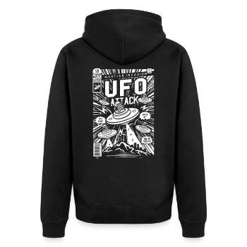 Alien Kidnapping Comic Ufo Flying Saucer - Unisex Premium Organic Zip Hoodie - black - Back - Nico (187cm)
