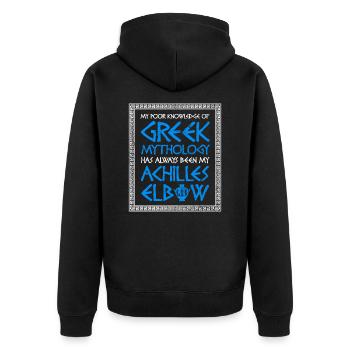 Poor Knowledge Greek Mythology Achilles Elbow - Unisex Premium Organic Zip Hoodie - black - Back - Nico (187cm)