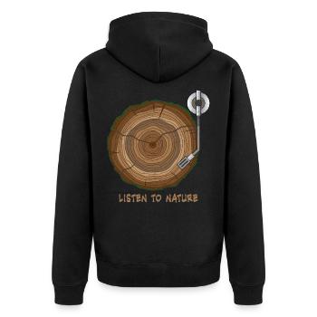 Musique Vinyle Nature Arbre Platine Cadeau - Veste à capuche bio Premium Unisexe - noir - Dos - Nico (187cm)