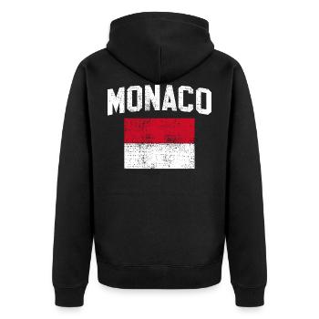 Monaco - Unisex Premium Bio Zip Hoodie - Schwarz - Hinten - Nico (187cm)