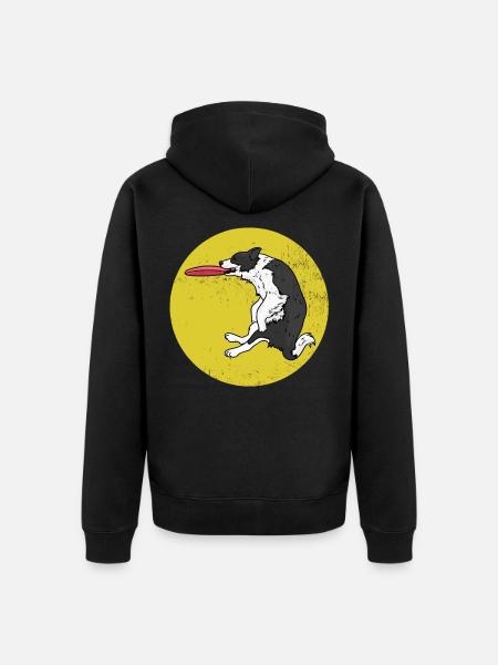 Flinker Frisbeehund Spielwiese - Unisex Premium Bio Zip Hoodie - Schwarz