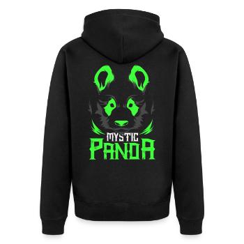 Panda Neon Disco Party Bambus China Geschenk Tier - Unisex Premium Bio Zip Hoodie - Schwarz - Hinten - Nico (187cm)