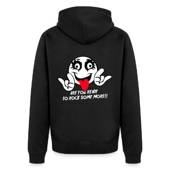 Rocker Hard Rock E-Gitarre Konzert Geschenk - Unisex Premium Bio Zip Hoodie - Schwarz - Hinten - Nico (187cm)