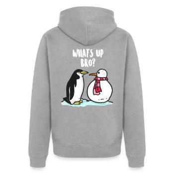 Cadeau de Pôle Nord Pingouin Pôle Sud - Veste à capuche bio Premium Unisexe - gris chiné - Dos - Nico (187cm)