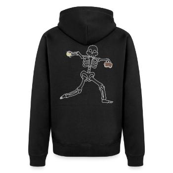 Baseball Pitcher Skelett - Unisex Premium Bio Zip Hoodie - Schwarz - Hinten - Nico (187cm)
