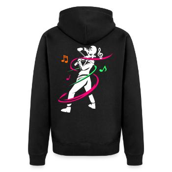 Geige Violine Bratsche Geschenk - Unisex Premium Bio Zip Hoodie - Schwarz - Hinten - Nico (187cm)