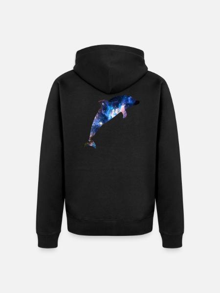 Space Dolphin - Unisex Premium Organic Zip Hoodie - black