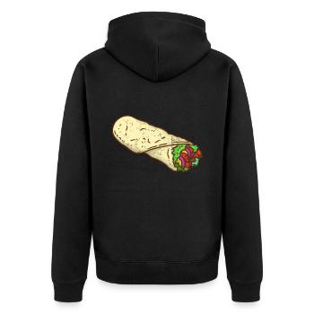 Döner Kebab Lammfleisch Lahmacun Geschenk - Unisex Premium Bio Zip Hoodie - Schwarz - Hinten - Nico (187cm)