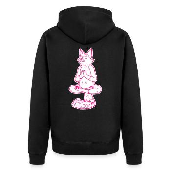 Renard en méditation - Veste à capuche bio Premium Unisexe - noir - Dos - Nico (187cm)
