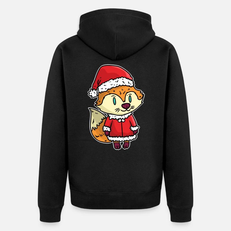 Renard père noël - Veste à capuche bio Premium Unisexe - noir
