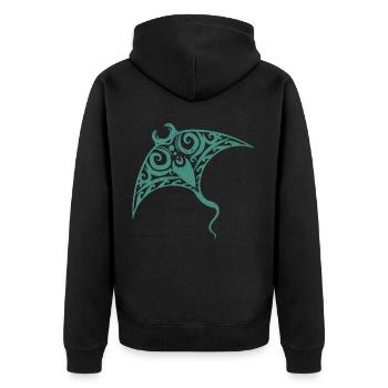 Stachelrochen Rochen Dasyatis Maori Tattoo - Unisex Premium Bio Zip Hoodie - Schwarz - Hinten - Nico (187cm)