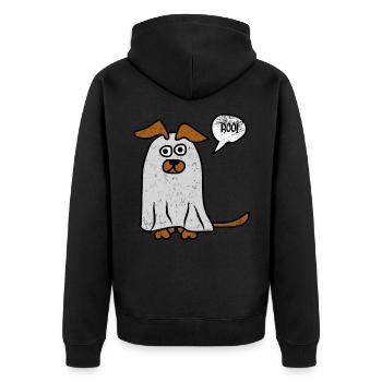 Geist Unheimlich Hund Urlaub Halloween Geschenk - Unisex Premium Bio Zip Hoodie - Schwarz - Hinten - Nico (187cm)