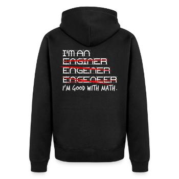 Engineer Engineer Engineering - Unisex Premium Organic Zip Hoodie - black - Back - Nico (187cm)