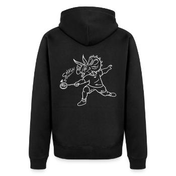 Triceratops badminton - Unisex Premium Organic Zip Hoodie - black - Back - Nico (187cm)