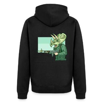Triceratops soldier - Unisex Premium Organic Zip Hoodie - black - Back - Nico (187cm)