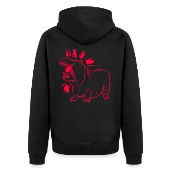 Hippopotamus roar - Unisex Premium Organic Zip Hoodie - black - Back - Nico (187cm)