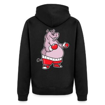 Hippopotame boxe - Veste à capuche bio Premium Unisexe - noir - Dos - Nico (187cm)