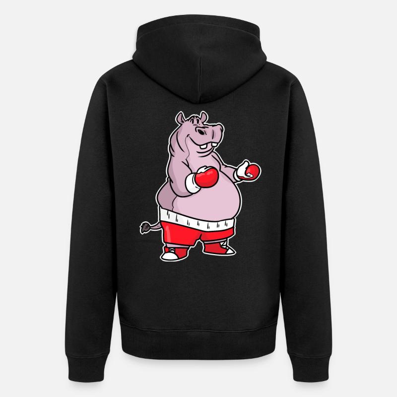 Hippopotame boxe - Veste à capuche bio Premium Unisexe - noir