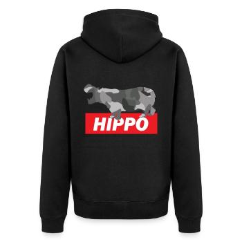 hippopotame - Veste à capuche bio Premium Unisexe - noir - Dos - Nico (187cm)
