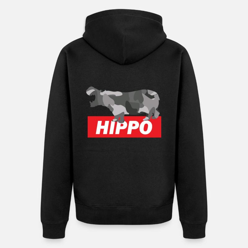 Nilpferd - Unisex Premium Bio Zip Hoodie - Schwarz