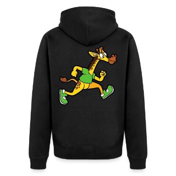 Giraffe Sprinter Joggen Laufen Leichtathletik - Unisex Premium Bio Zip Hoodie - Schwarz - Hinten - Nico (187cm)