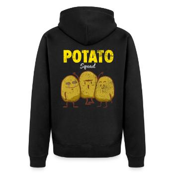 Kartoffel Squad Pommes frittes vegan Geschenk - Unisex Premium Bio Zip Hoodie - Schwarz - Hinten - Nico (187cm)