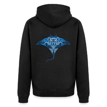 Stachelrochen Rochen Dasyatis Maori Tattoo - Unisex Premium Bio Zip Hoodie - Schwarz - Hinten - Nico (187cm)
