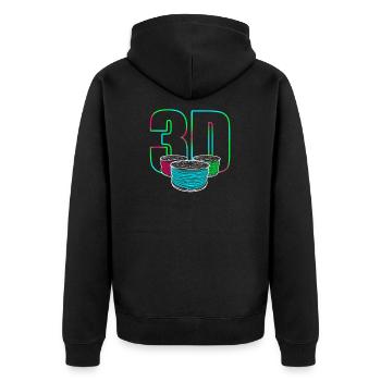 3D Druck 3D Druck 3D Druck 3D Druck 3D Druck - Unisex Premium Bio Zip Hoodie - Schwarz - Hinten - Nico (187cm)