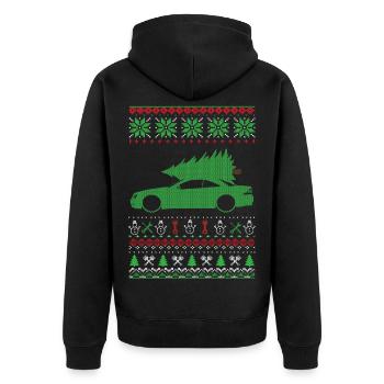 Christmas Ugly Sweater - Unisex Premium Organic Zip Hoodie - black - Back - Nico (187cm)