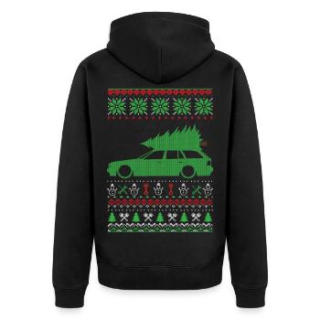 Christmas Ugly Sweater - Unisex Premium Organic Zip Hoodie - black - Back - Nico (187cm)